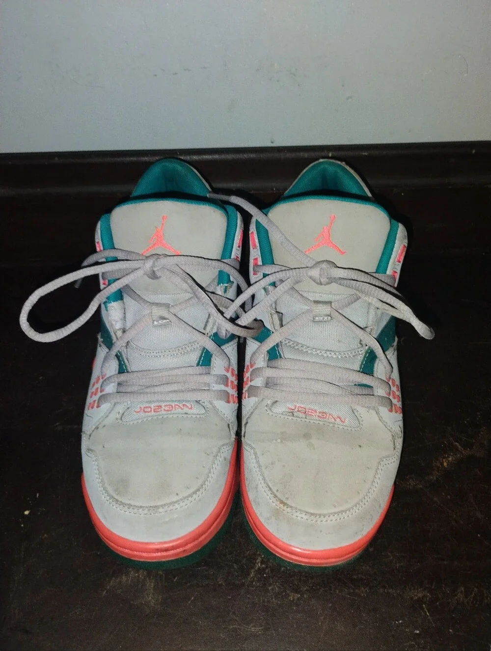Nike Air Jordan Flight Club 90s Youth Size 7Y White Teal Orange Basketball Sneak
